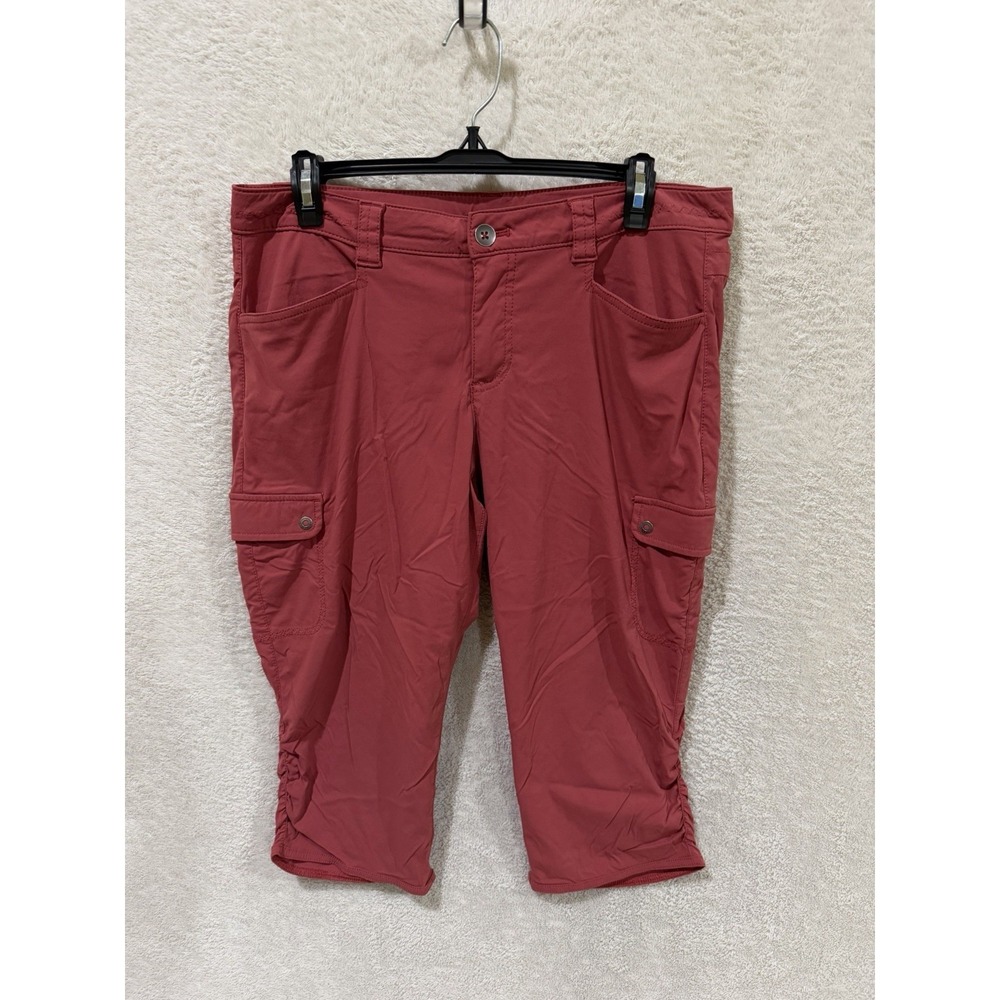 Eddie Bauer Horizon Capri Pants Women 10 Petite Red Cargo Hiking Outdoor Travel